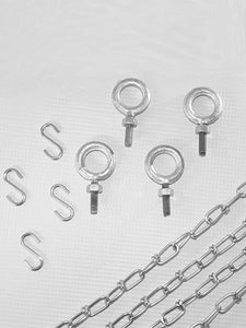 Ceiling Hanging Kit 4 eyebolts 4 'S' hooks 4- loop chains